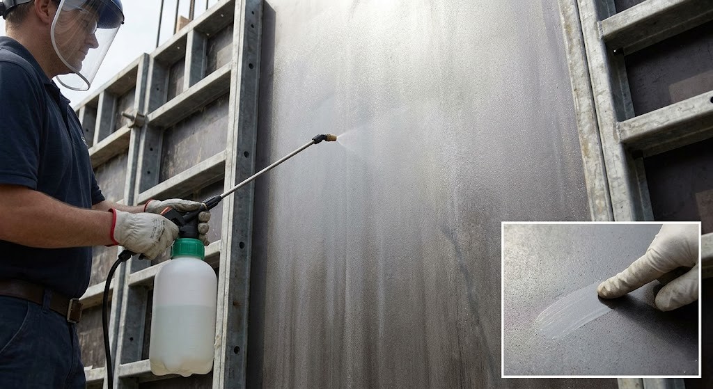 Applying concrete release agent and the finger test for oil thickness