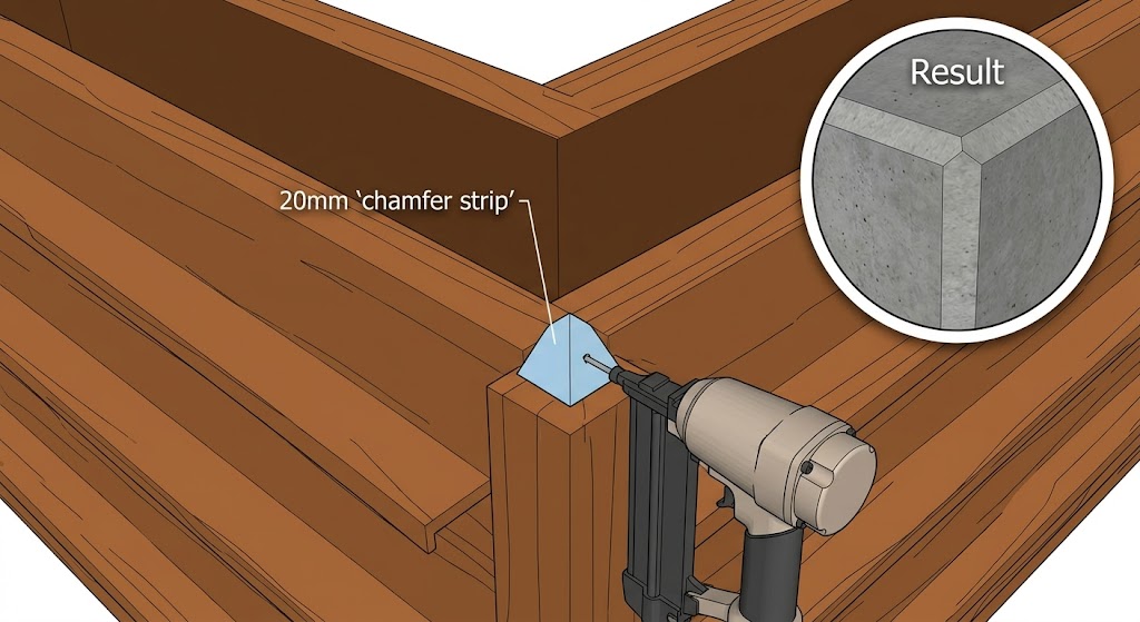Formwork joint sealing with foam tape and vertical alignment check