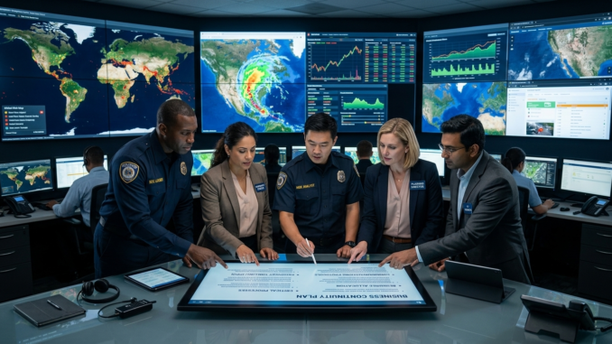 Digital emergency operations center mein disaster planning.