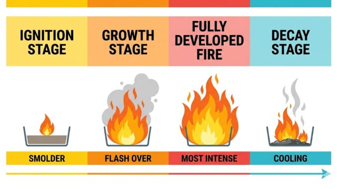 four stages of fire development diagram