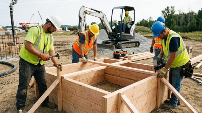 Lean concrete preparation safety and hazard controls on a construction site