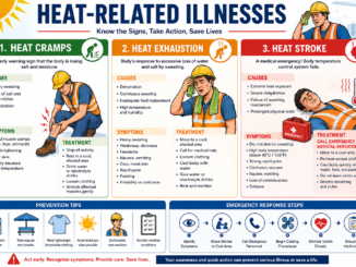 Heat-Related Illnesses Safety Officer Test Preparation infographic showing heat cramps